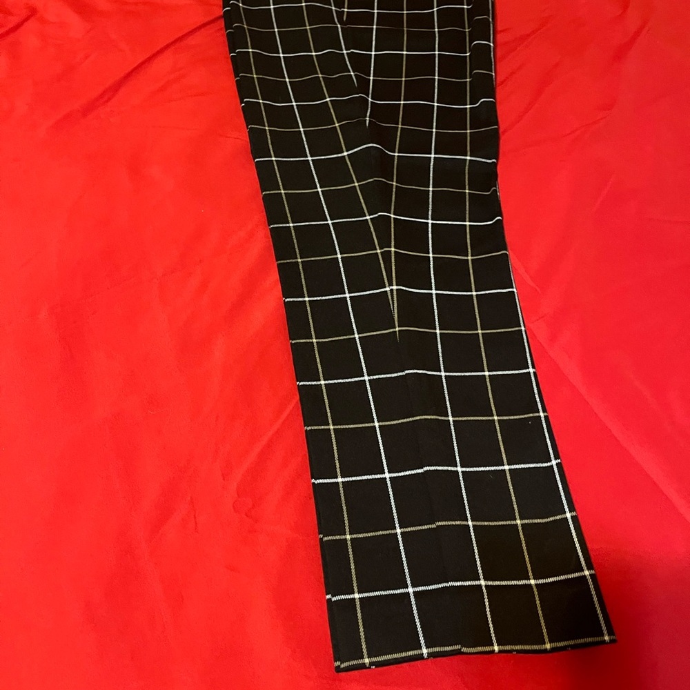Black White Tan Checkered Women’s Pants - Picture 2 of 4